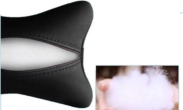 Alt view image 6 of 6 - Car Neck Pillows 2pcs Pack Car Headrest Pillow Pu Leather Car Cervical Pillows for Traveling Car Pillows Filled by Fiber (Black Red)