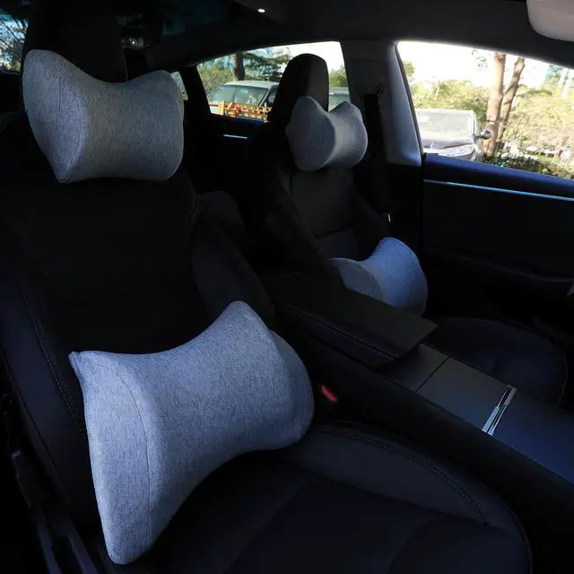 Alt view image 6 of 6 - Lumbar Support Pillow for Car,Car Neck Pillow Kit for Car with Adjustable Strap,Car Headrest Pillow Ergonomic Design for Comfort