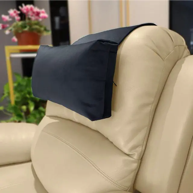 Main image of Headrest Pillow with Pearl Cotton Filling - Non-Slip Headrest Cushion for Recliners, Sofas and Loveseats (Black)
