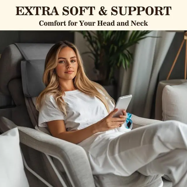 Alt view image 3 of 7 - Recliner Headrest Pillow, Adjustable Neck & Head Support Pillow, Soft Velvet Non-Slip Headrest for Recliner, Couch, Chair, Sofa