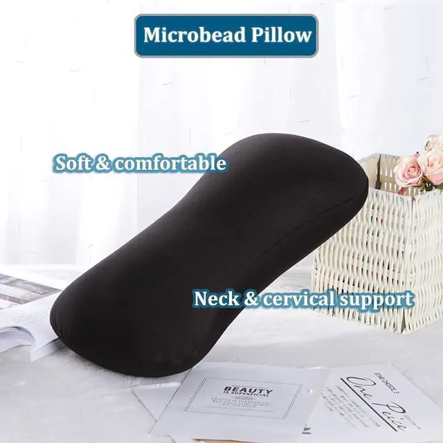 Alt view image 3 of 6 - 2 Pack Microbead Neck Pillow Squishy, Bone Headrest Pillow Neck & Cervical Support Bolster Cushion Comfortable Soft Universal Tube Pillow for Home Sofa Bed Travel Car Sleeping (Black + Purple)