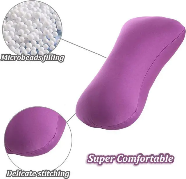 Alt view image 5 of 6 - 2 Pack Microbead Neck Pillow Squishy, Bone Headrest Pillow Neck & Cervical Support Bolster Cushion Comfortable Soft Universal Tube Pillow for Home Sofa Bed Travel Car Sleeping (Black + Purple)