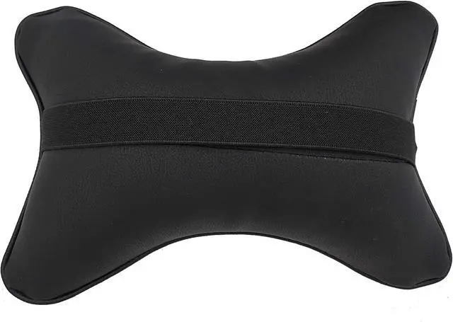 Alt view image 5 of 6 - Car Neck Pillows 2pcs Pack Car Headrest Pillow Pu Leather Car Cervical Pillows for Traveling Car Pillows Filled by Fiber (Black Red)