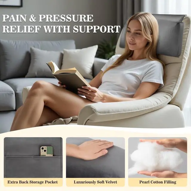 Alt view image 6 of 7 - Recliner Headrest Pillow, Adjustable Neck & Head Support Pillow, Soft Velvet Non-Slip Headrest for Recliner, Couch, Chair, Sofa