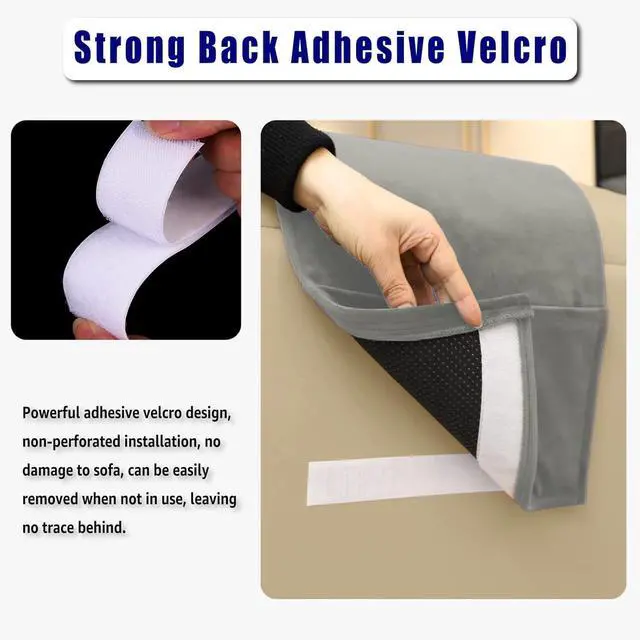 Alt view image 4 of 6 - Non-Slip Head Pillow for Recliners - Neck Support Cushion with Velvet Cover for Pain Relief at Home, Office and Travel (Light Gray)