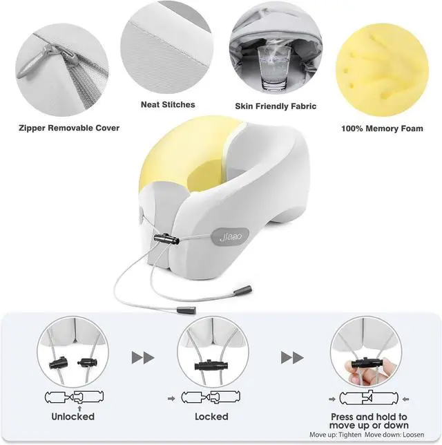 Alt view image 7 of 7 - jiaao Travel Neck Pillow - Pain Relief & Comfortable Sleep on Cars, Trains & Planes - Memory Foam Advanced Neck Support for Long Flights, Eye Mask, Earplugs & Storage Bag