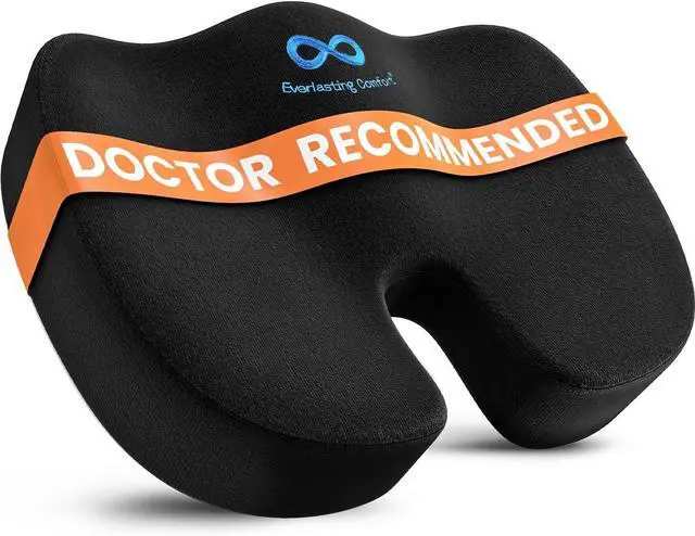 Main image of Everlasting Comfort Doctor Recommended Memory Foam Seat Cushion for Office Chairs & Car Seat - Ergonomic Office Desk Accessories for Tailbone Pain Relief, Sciatica & Back Support