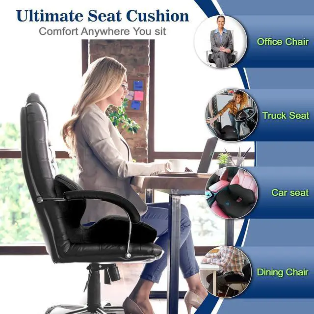 Alt view image 6 of 7 - Ergonomic Memory Foam Seat Cushion for Office Chair, Car Seat, Gaming Chair, Dining Chairs| Sciatica, Tailbone & Coccyx Pain and Pressure Relief | Lumbar & Lower Back Support | Orthopedic Design