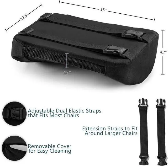 Alt view image 4 of 7 - ComfiLife Lumbar Support Back Pillow Office Chair and Car Seat Cushion - Memory Foam with Adjustable Strap and Breathable 3D Mesh (Black)