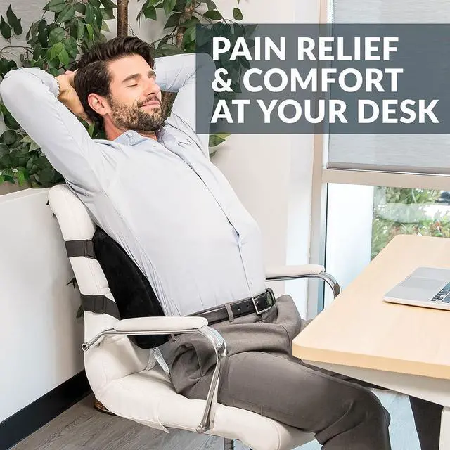 Alt view image 3 of 7 - ComfiLife Lumbar Support Back Pillow Office Chair and Car Seat Cushion - Memory Foam with Adjustable Strap and Breathable 3D Mesh (Black)