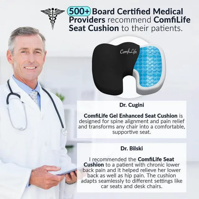 Alt view image 3 of 7 - ComfiLife Premium Gel & Memory Foam Seat Cushion  Doctor Recommended Office Chair Cushion, Car Seat Cushion  Chair Cushions for Back & Sciatica Pain Relief  Seat Cushions for Office & Desk (Black)