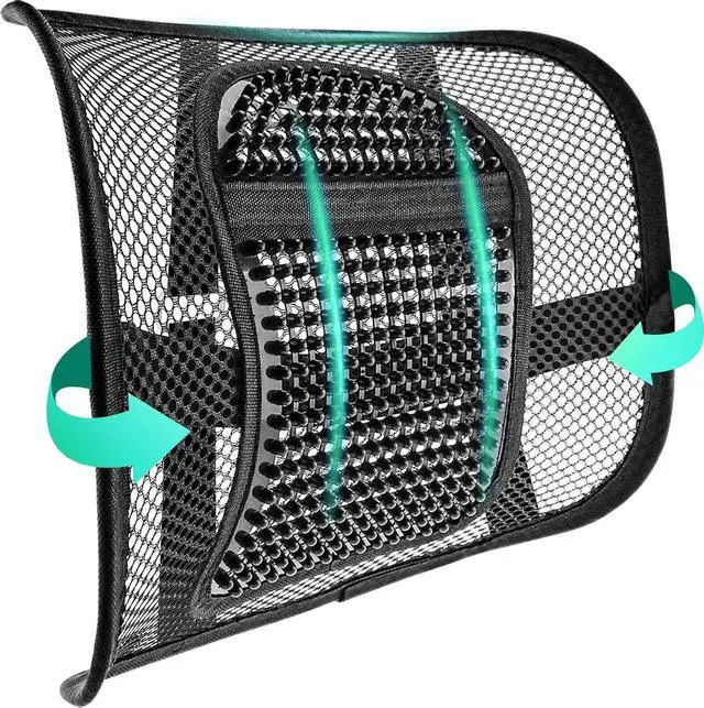 Main image of Samyoung Mesh Lumbar Support for Office Chair and Car Seat | 12 x 16 Inch Breathable Double-Layer Mesh Back Support with Elastic Chair Strap & Support Beads for Firm, Comfortable Support