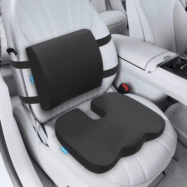 Alt view image 2 of 7 - QUTOOL Orthopedic Seat Cushion and Lumbar Support Pillow for Office Chair & Car, Memory Foam with Washable Cover Ergonomic Desk Chair Cushion for Tailbone, Lower Back Pain, Sciatica Relief