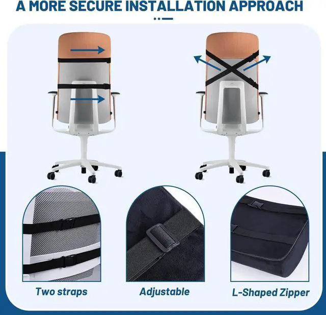 Alt view image 6 of 7 - QUTOOL Orthopedic Seat Cushion and Lumbar Support Pillow for Office Chair & Car, Memory Foam with Washable Cover Ergonomic Desk Chair Cushion for Tailbone, Lower Back Pain, Sciatica Relief