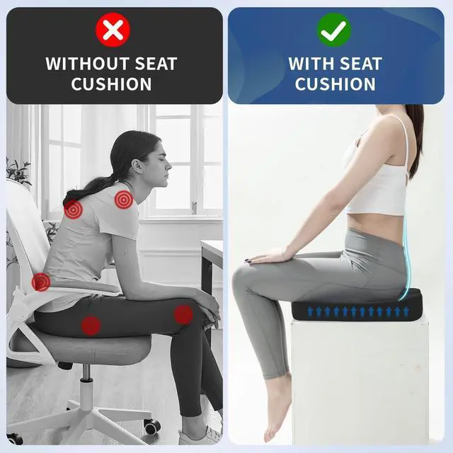 Alt view image 7 of 7 - QUTOOL Orthopedic Seat Cushion and Lumbar Support Pillow for Office Chair & Car, Memory Foam with Washable Cover Ergonomic Desk Chair Cushion for Tailbone, Lower Back Pain, Sciatica Relief