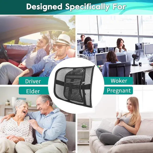Alt view image 7 of 7 - Samyoung Mesh Lumbar Support for Office Chair and Car Seat | 12 x 16 Inch Breathable Double-Layer Mesh Back Support with Elastic Chair Strap & Support Beads for Firm, Comfortable Support