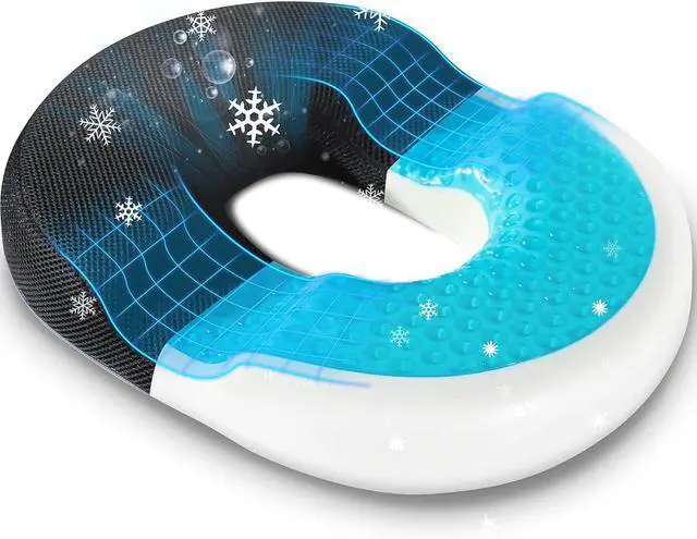 Main image of Lumbar Support Pillow for Office Chair Car, Gaming Chair Lower Back Pain Relief Memory Foam Cushion with 3D Mesh Cover Ergonomic Orthopedic Back Rest Cooling Gel Donut Pillow