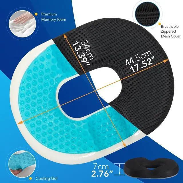 Alt view image 3 of 7 - Lumbar Support Pillow for Office Chair Car, Gaming Chair Lower Back Pain Relief Memory Foam Cushion with 3D Mesh Cover Ergonomic Orthopedic Back Rest Cooling Gel Donut Pillow