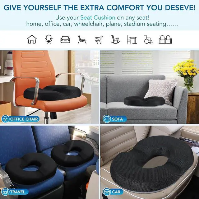 Alt view image 7 of 7 - Lumbar Support Pillow for Office Chair Car, Gaming Chair Lower Back Pain Relief Memory Foam Cushion with 3D Mesh Cover Ergonomic Orthopedic Back Rest Cooling Gel Donut Pillow