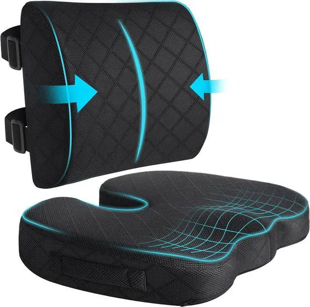 Main image of TushGuard Back&Seat Cushion, Car Seat Office Chair Cushions, Sciatica & Back Coccyx Tailbone Discomfort Easing Chair Pad, Memory Foam Lumbar Support Pillow for Desk, Wheelchair, Driving (Black)
