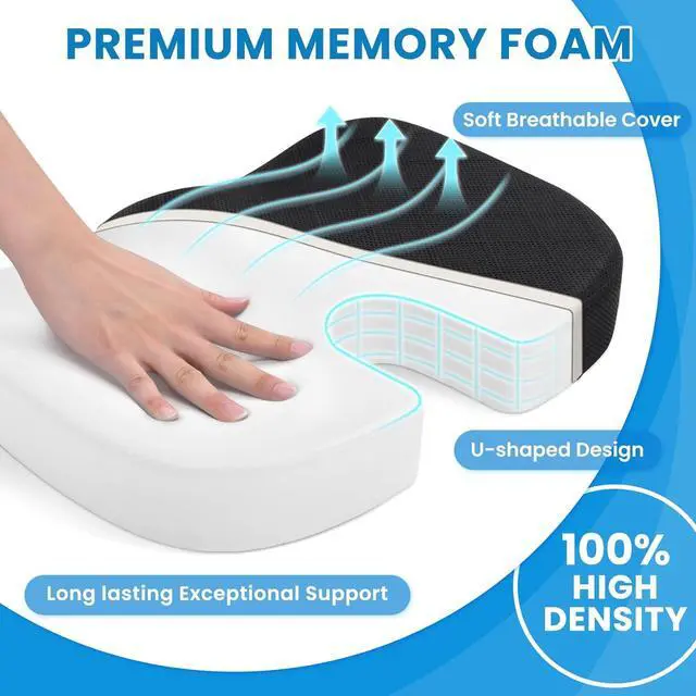 Alt view image 3 of 7 - TushGuard Back&Seat Cushion, Car Seat Office Chair Cushions, Sciatica & Back Coccyx Tailbone Discomfort Easing Chair Pad, Memory Foam Lumbar Support Pillow for Desk, Wheelchair, Driving (Black)