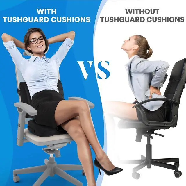 Alt view image 4 of 7 - TushGuard Back&Seat Cushion, Car Seat Office Chair Cushions, Sciatica & Back Coccyx Tailbone Discomfort Easing Chair Pad, Memory Foam Lumbar Support Pillow for Desk, Wheelchair, Driving (Black)
