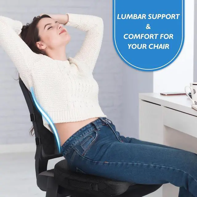 Alt view image 7 of 7 - TushGuard Back&Seat Cushion, Car Seat Office Chair Cushions, Sciatica & Back Coccyx Tailbone Discomfort Easing Chair Pad, Memory Foam Lumbar Support Pillow for Desk, Wheelchair, Driving (Black)