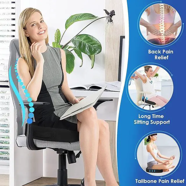 Alt view image 7 of 7 - TushGuard Seat Cushion for Office Chair Memory Foam Non-Slip Desk Seat Cushion Back, Coccyx, Sciatica, Tailbone Pain Relief Butt Pillow for Office Chair, Car, Wheelchair, Black