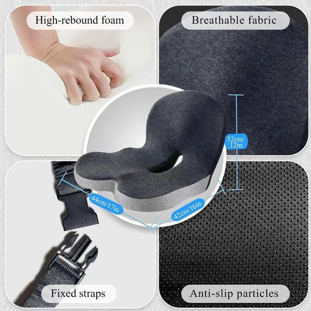 Alt view image 2 of 7 - Seat Cushion with Lumbar Support Pillow, Back and Seat Cushion for Office | Ergonomic L-Shaped Car Seat Cushion for Cars, Wheelchairs, Truck Seat Cushion for Sciatica & Lower Back Pain Relief