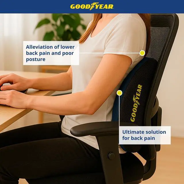 Alt view image 7 of 7 - Goodyear Lumbar Support Pillow for Office Chair and Car Seat - Memory Foam Lumbar Pillow & Back Brace Support Posture Corrector, Lower Back Pain Relief