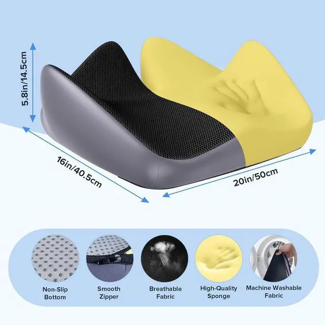 Alt view image 2 of 7 - Seat Cushion for Relief Sciatica - Memory Foam Cushion for Office Chair, Hip & Coccyx Pain Relief for Long Sitting,2025 Upgraded Large Seat Cushion for Soft Support,Suitable for Game Chair/Wheelchair
