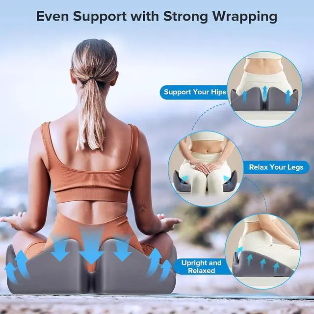 Alt view image 5 of 7 - Seat Cushion for Relief Sciatica - Memory Foam Cushion for Office Chair, Hip & Coccyx Pain Relief for Long Sitting,2025 Upgraded Large Seat Cushion for Soft Support,Suitable for Game Chair/Wheelchair