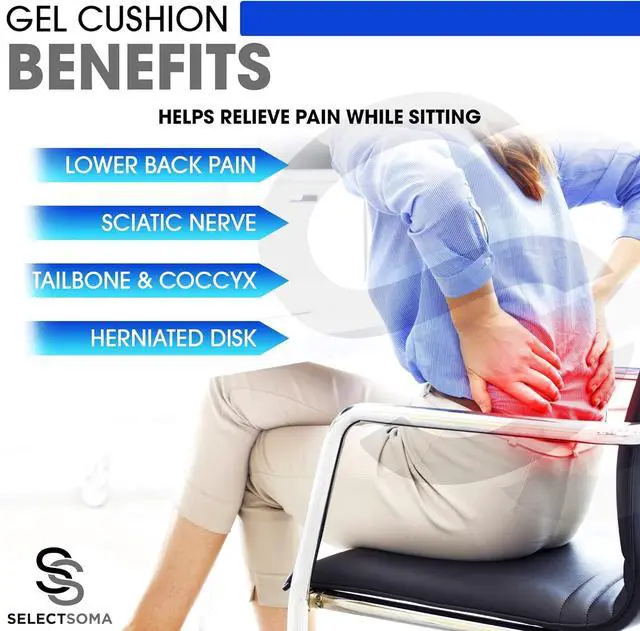 Alt view image 2 of 6 - SelectSoma Gel Seat Cushion for Long Sitting Pressure Relief for Back, Sciatica, Coccyx, Tailbone Pain - Cushion for Office Chair, Wheelchair, Car & Truck, Patio Chairs - Egg Seat Pad