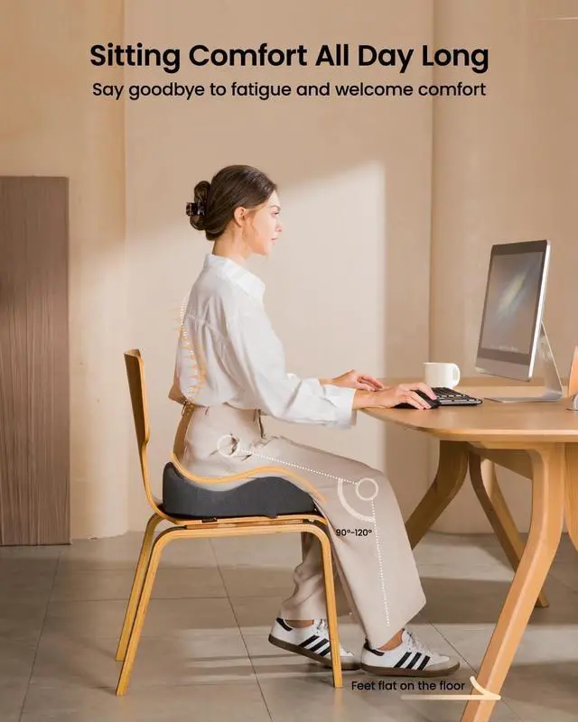 Alt view image 4 of 7 - ProtoArc Seat Cushion for Tailbone Pain Relief, Office Chair Cushion, Coccyx Cushion, Ergonomic Memory Foam Seat Cushion for Home, Car, Pressure Relief Pad for Hip, Coccyx, All Day Comfort - Dark Gray
