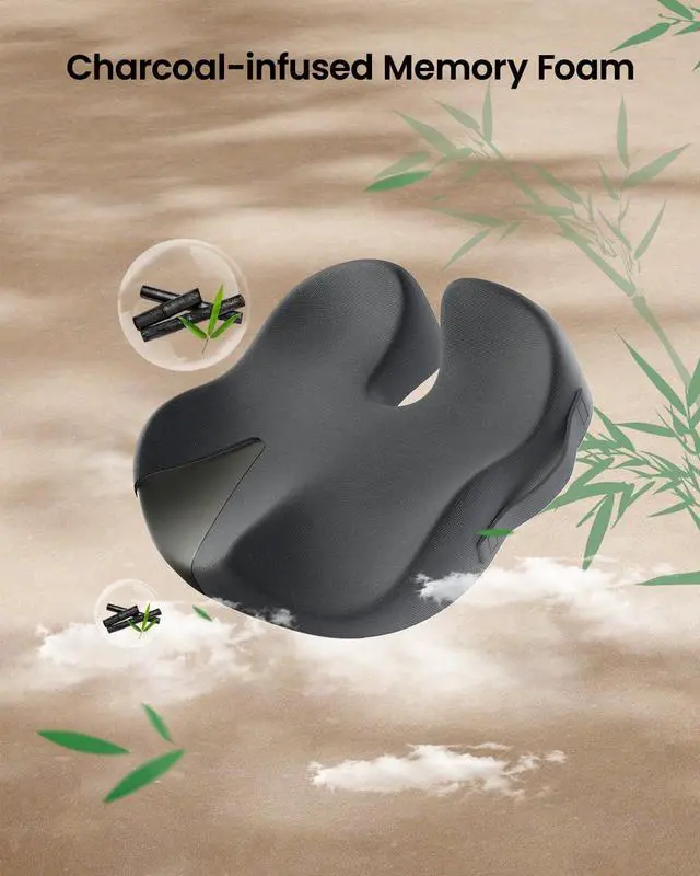 Alt view image 5 of 7 - ProtoArc Seat Cushion for Tailbone Pain Relief, Office Chair Cushion, Coccyx Cushion, Ergonomic Memory Foam Seat Cushion for Home, Car, Pressure Relief Pad for Hip, Coccyx, All Day Comfort - Dark Gray
