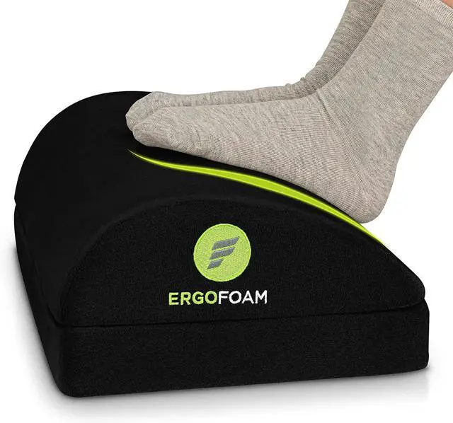 Main image of ErgoFoam Chiropractor-Endorsed Orthopedic Teardrop Design 2in1 Adjustable Under Desk Foot Rest for Lumbar Back Knee Pain (Black)