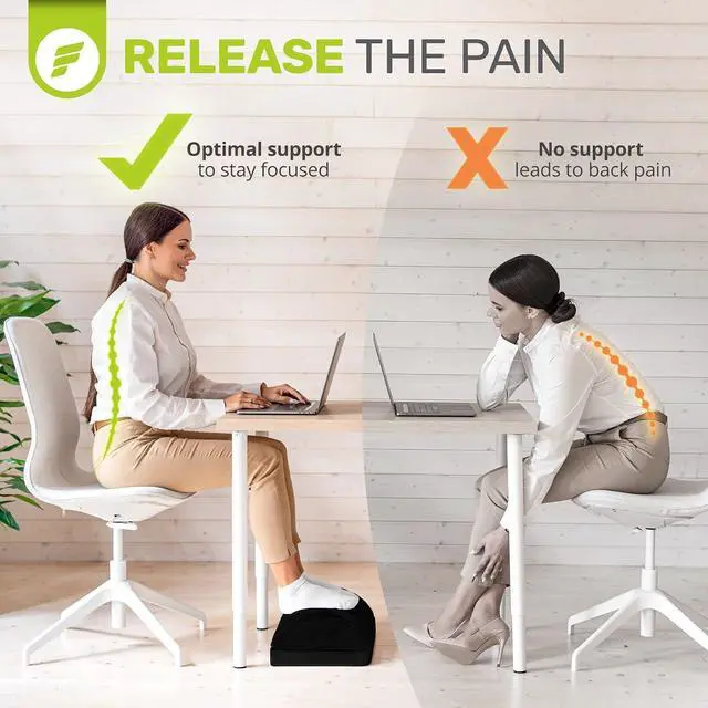 Alt view image 7 of 7 - ErgoFoam Chiropractor-Endorsed Orthopedic Teardrop Design 2in1 Adjustable Under Desk Foot Rest for Lumbar Back Knee Pain (Black)