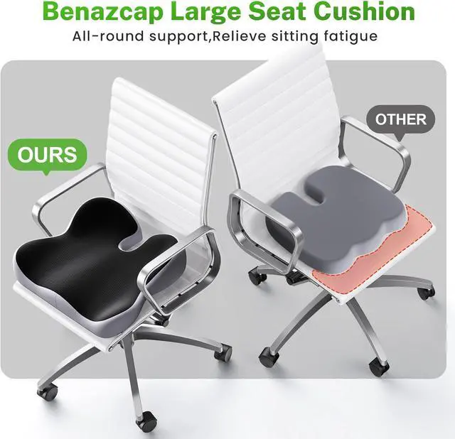 Alt view image 3 of 7 - Benazcap X Large Seat Cushion for Sciatica Pain Relief, 2024 Upgraded Seat Cushions for Office Chairs, Desk Chair Cushions/Office Chair Cushion, Tailbone Pain Relief Cushion for Car/Wheelchair