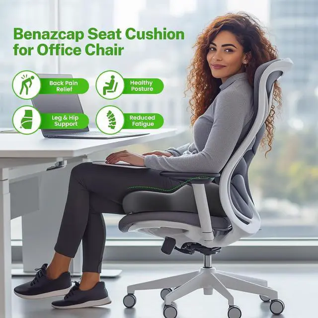 Alt view image 7 of 7 - Benazcap X Large Seat Cushion for Sciatica Pain Relief, 2024 Upgraded Seat Cushions for Office Chairs, Desk Chair Cushions/Office Chair Cushion, Tailbone Pain Relief Cushion for Car/Wheelchair