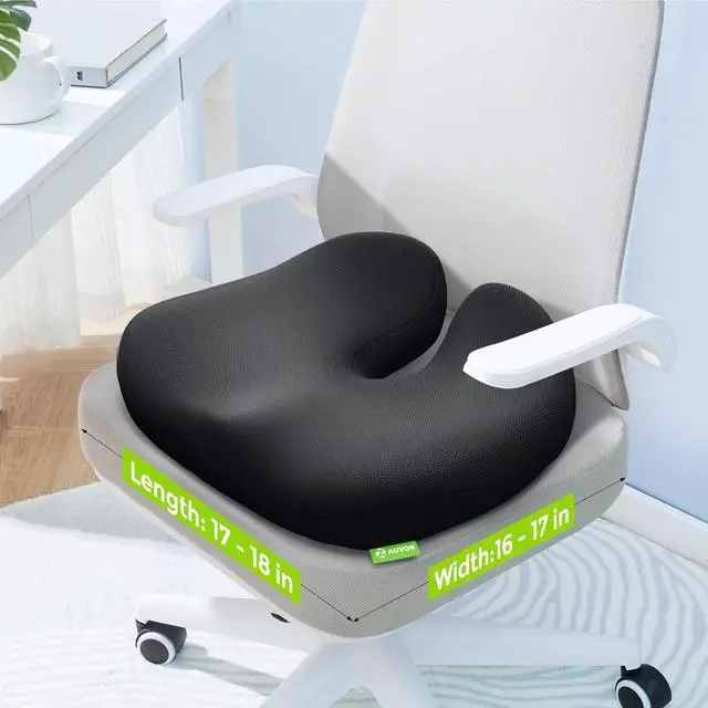 Alt view image 7 of 7 - AUVON Multi-Layer Gel Seat Cushion for Ideal Support & Softness, Cooling Memory Foam Chair Cushion for Hemorrhoid, Sciatica & Tailbone Pain Relief, Anti-Slip Back Seat Pillow