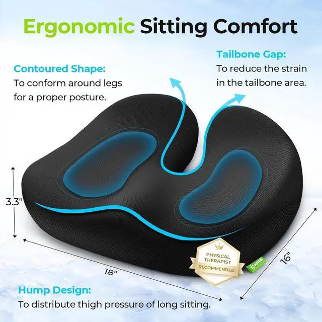Alt view image 4 of 7 - AUVON Multi-Layer Gel Seat Cushion for Ideal Support & Softness, Cooling Memory Foam Chair Cushion for Hemorrhoid, Sciatica & Tailbone Pain Relief, Anti-Slip Back Seat Pillow