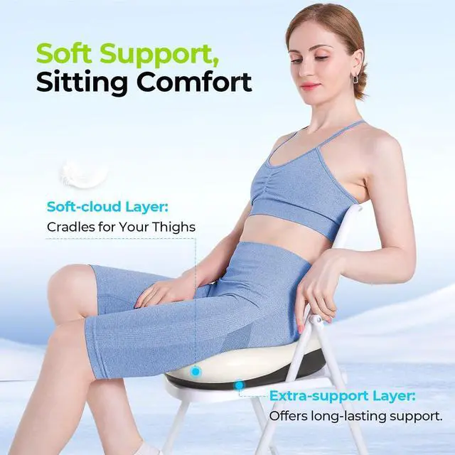 Alt view image 3 of 7 - AUVON Multi-Layer Gel Seat Cushion for Ideal Support & Softness, Cooling Memory Foam Chair Cushion for Hemorrhoid, Sciatica & Tailbone Pain Relief, Anti-Slip Back Seat Pillow