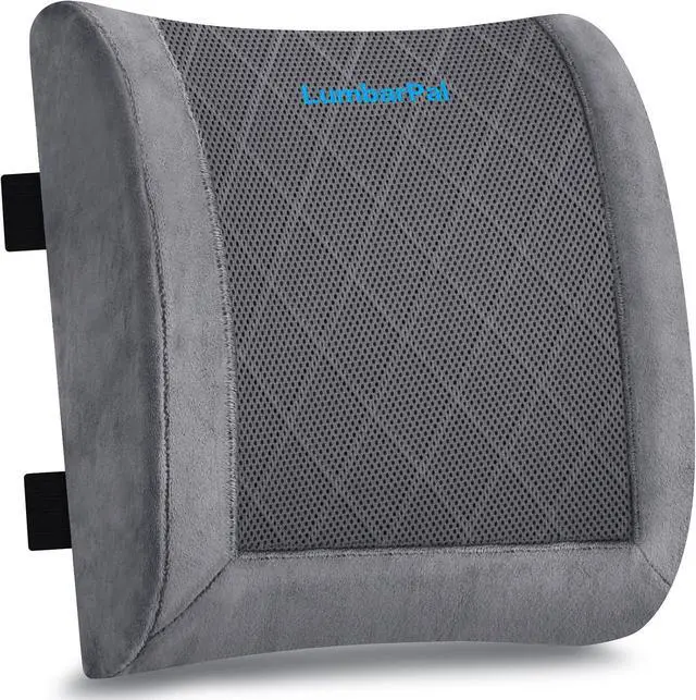 Main image of Lumbar Support Pillow for Office Chair Back Support Lumbar Pillow for Car, Gaming, Office Chair - Improve Sitting Posture & Back Pain Relief, Memory Foam, Adjustable Straps, Fluffy Grey