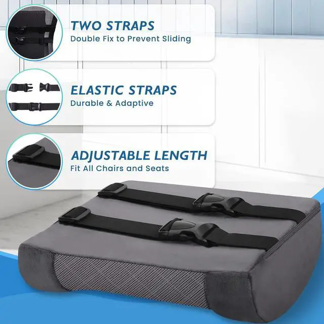 Alt view image 4 of 7 - Lumbar Support Pillow for Office Chair Back Support Lumbar Pillow for Car, Gaming, Office Chair - Improve Sitting Posture & Back Pain Relief, Memory Foam, Adjustable Straps, Fluffy Grey