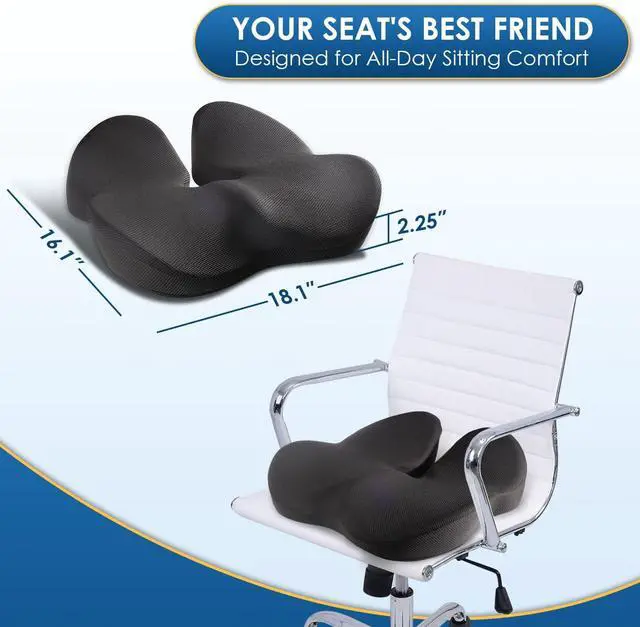 Alt view image 2 of 7 - Memory Foam Seat Cushion for Office Chair Pressure Relief Sciatica & Tailbone Pain Relief Memory Foam Coccyx Cushion for Long Sitting, for Home Chair, Gaming and Car Seat Cushion