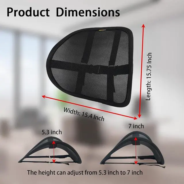 Alt view image 6 of 7 - Lumbar Support Back Support for Office Chair 2 Pack Lumbar Support Pillow for Car Chair Back Support with Double Layer Breathable Mesh & Adjustable Straps