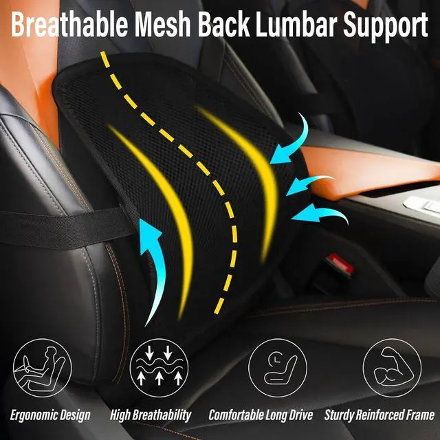 Alt view image 2 of 7 - Lumbar Support Back Support for Office Chair 2 Pack Lumbar Support Pillow for Car Chair Back Support with Double Layer Breathable Mesh & Adjustable Straps