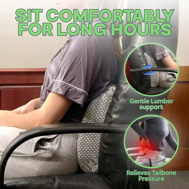 Alt view image 2 of 5 - Sacred Thread Seat Cushion and Lumbar Support Pillow, Premium Memory Foam for Maximum Support, Improve Posture, Back Support for Tailbone Pain, Car Seat Cushion, Office Chair Cushion, Coccyx Cushion
