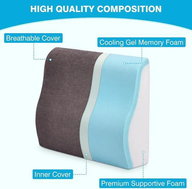 Alt view image 2 of 7 - TANYOO Back Support Pillow for Recliner Dual Layer Lumbar Support Pillow with Gel Memory Foam Ergonomic Orthopedic Couch Lumbar Cushions for Elderly Lower Back Pain Relief Washable Cover Brown