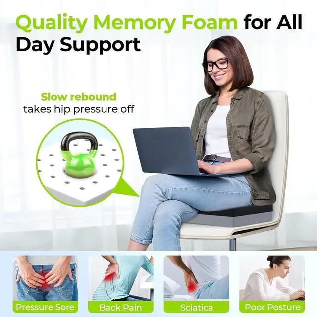 Alt view image 4 of 7 - AUVON Ventilation Seat Cushion with Innovation Heat Dissipation Design, Anti-bedsore Wheelchair Cushion with Supportive Memory Foam, Waterproof & Anti-slip Cover, Improve Lower Back & Tailbone Comfort